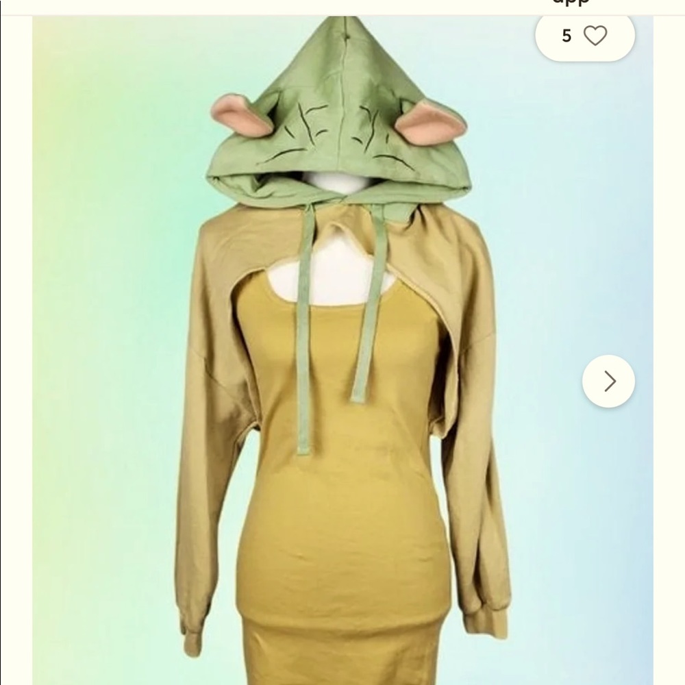 Star Wars Yoda tank dress with ear crop hoodie